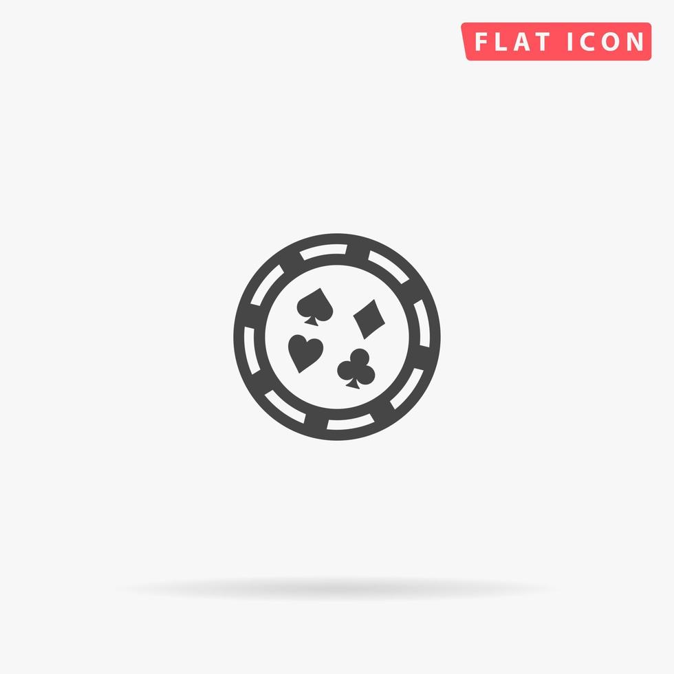 Casino, Poker Chip flat vector icon. Glyph style sign. Simple hand drawn illustrations symbol for concept infographics, designs projects, UI and UX, website or mobile application.