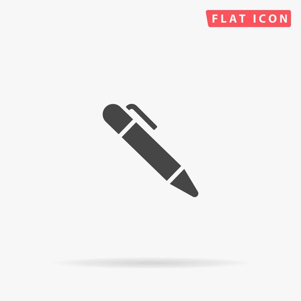 icono de vector plano de pluma. signo de estilo de glifo. símbolo de ilustraciones simples dibujadas a mano para infografías conceptuales, proyectos de diseños, ui y ux, sitio web o aplicación móvil.