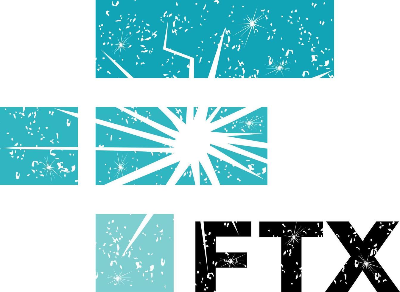 token ftx: el colapso del intercambio de cifrado. ftt símbolo logotipo de criptomoneda con texto. icono de moneda aislado sobre fondo blanco. ilustración vectorial concepto de explosión del logotipo de criptointercambio en quiebra vector