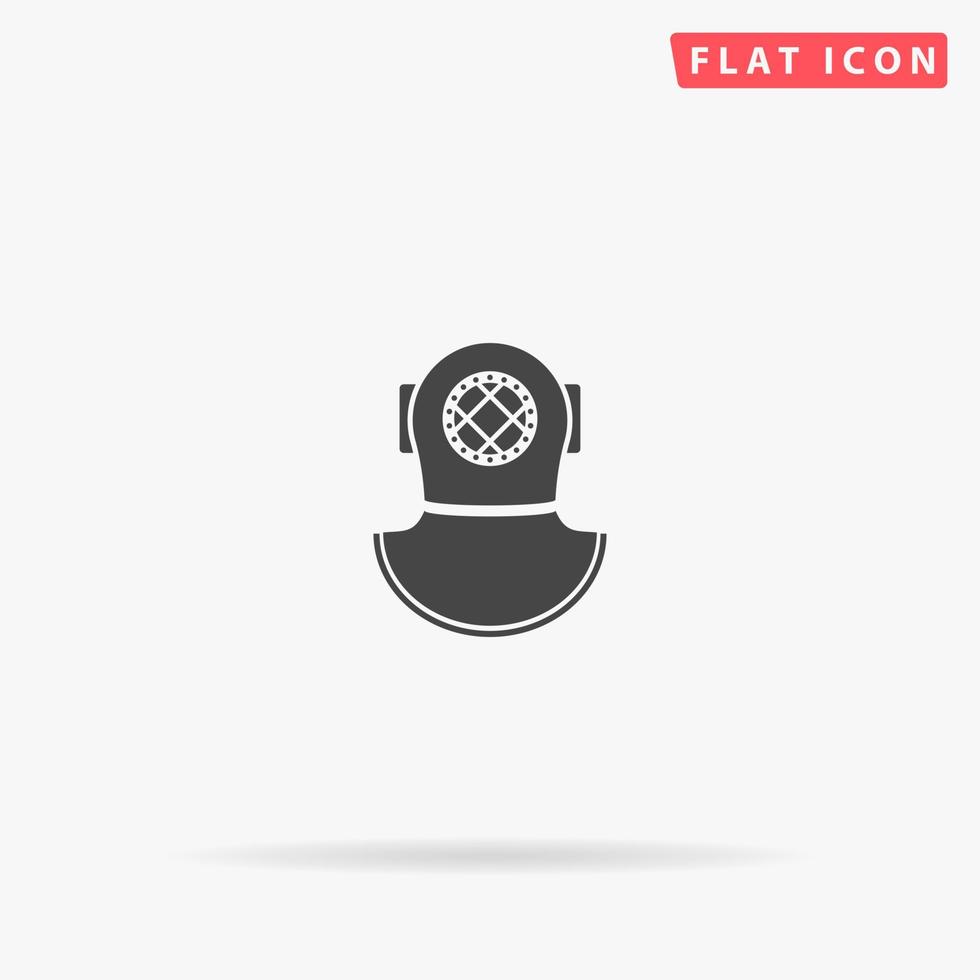 Scuba Diving Helmet flat vector icon. Glyph style sign. Simple hand drawn illustrations symbol for concept infographics, designs projects, UI and UX, website or mobile application.