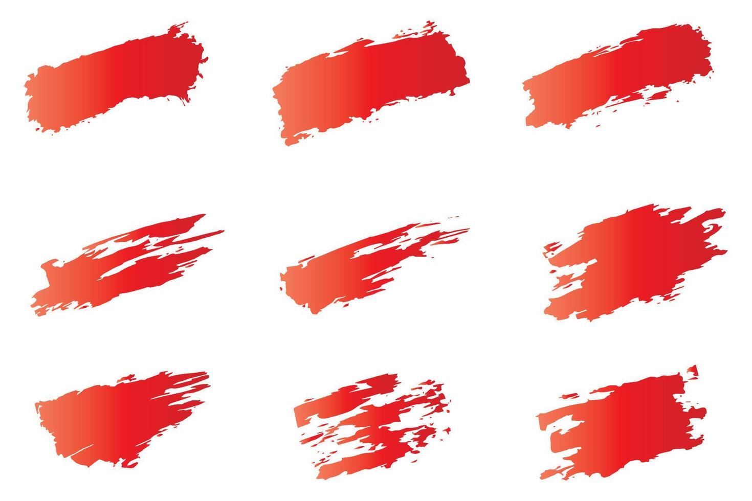 Colorful paint brush strokes, grungy ink strokes, multicolor paint stroke set vector