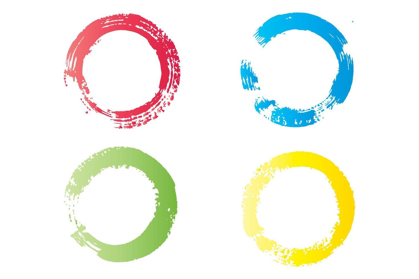Colorful circle stroke set, round brush stroke, grunge circle strokes vector