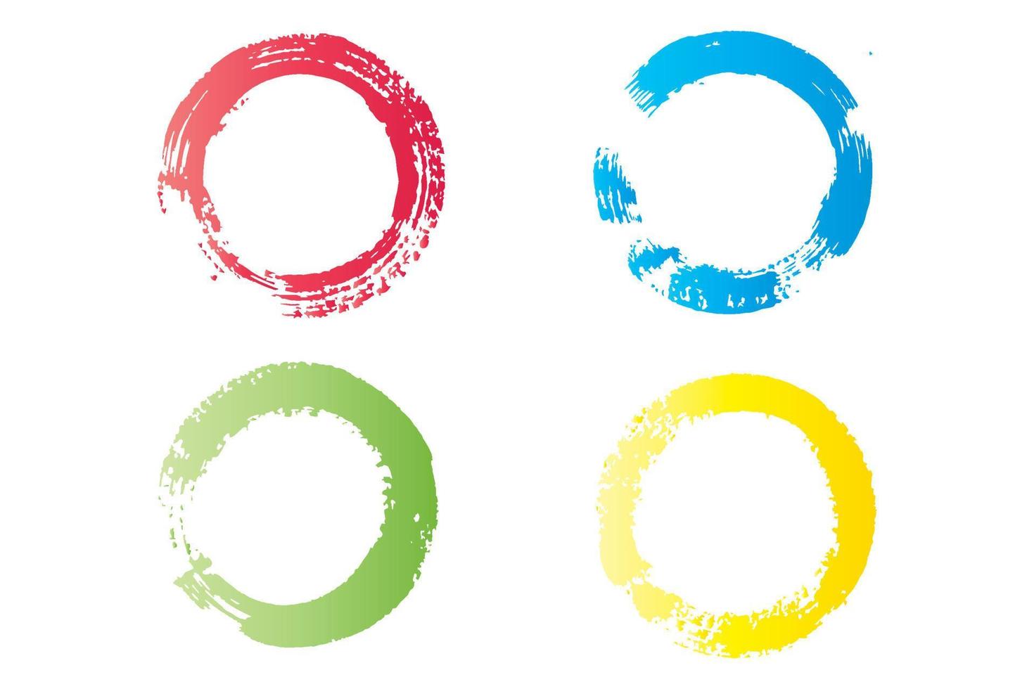 Colorful circle stroke set, round brush stroke, grunge circle strokes vector