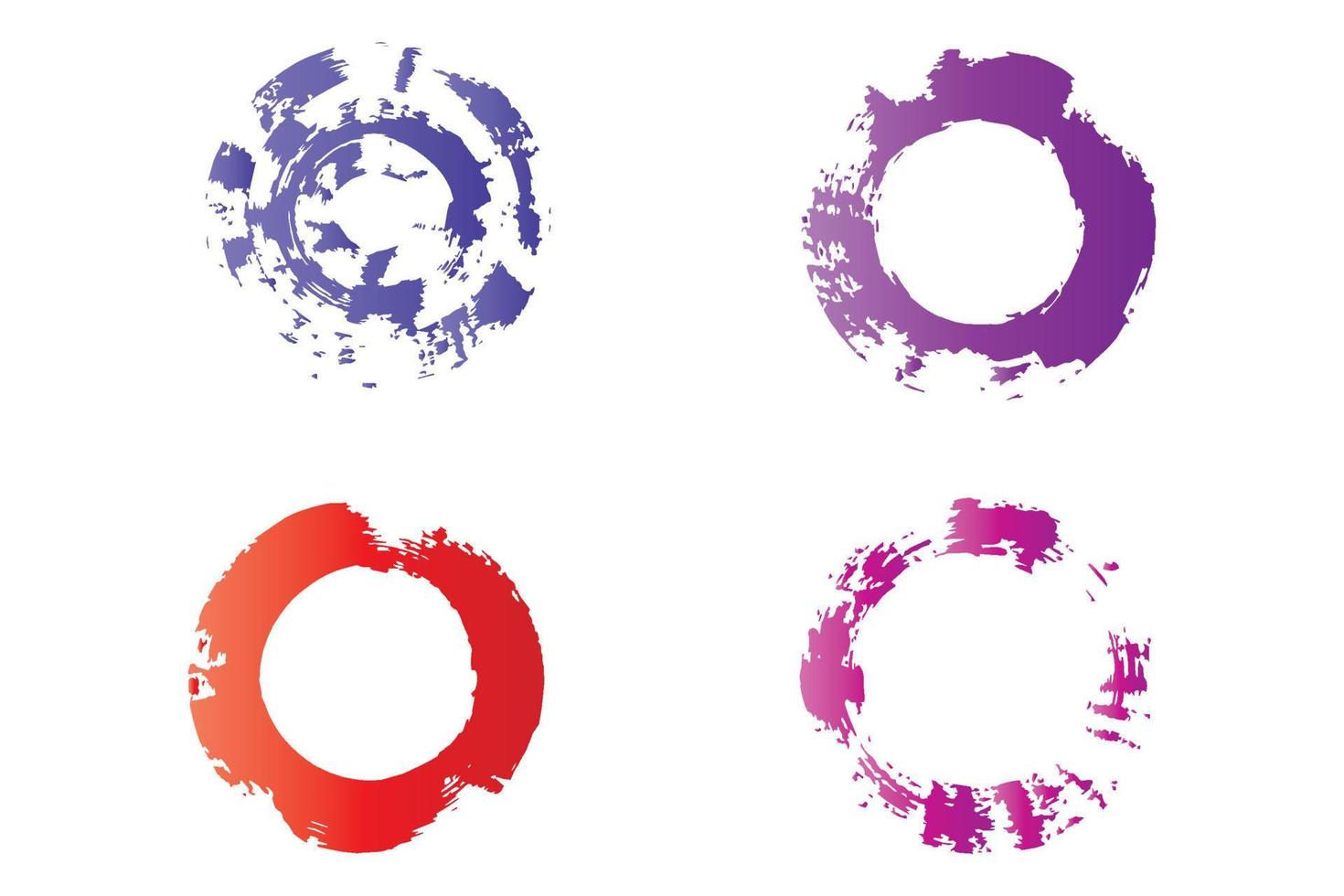 Colorful circle stroke set, round brush stroke, grunge circle strokes vector