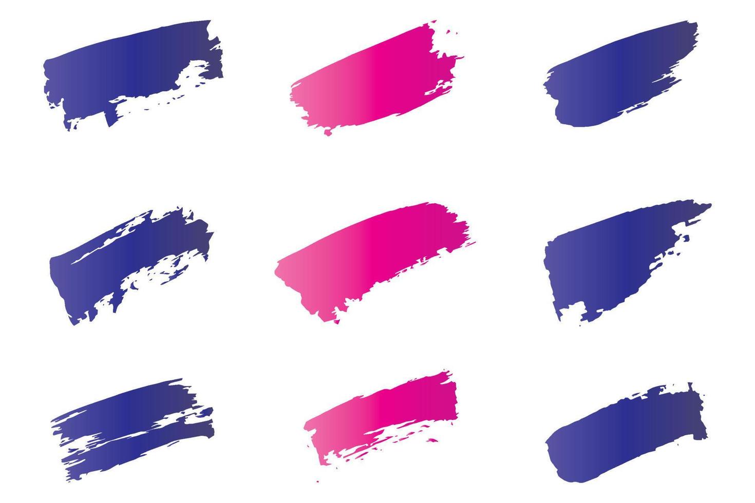 Colorful brush stroke set, grungy ink brush strokes, dirty strokes set vector