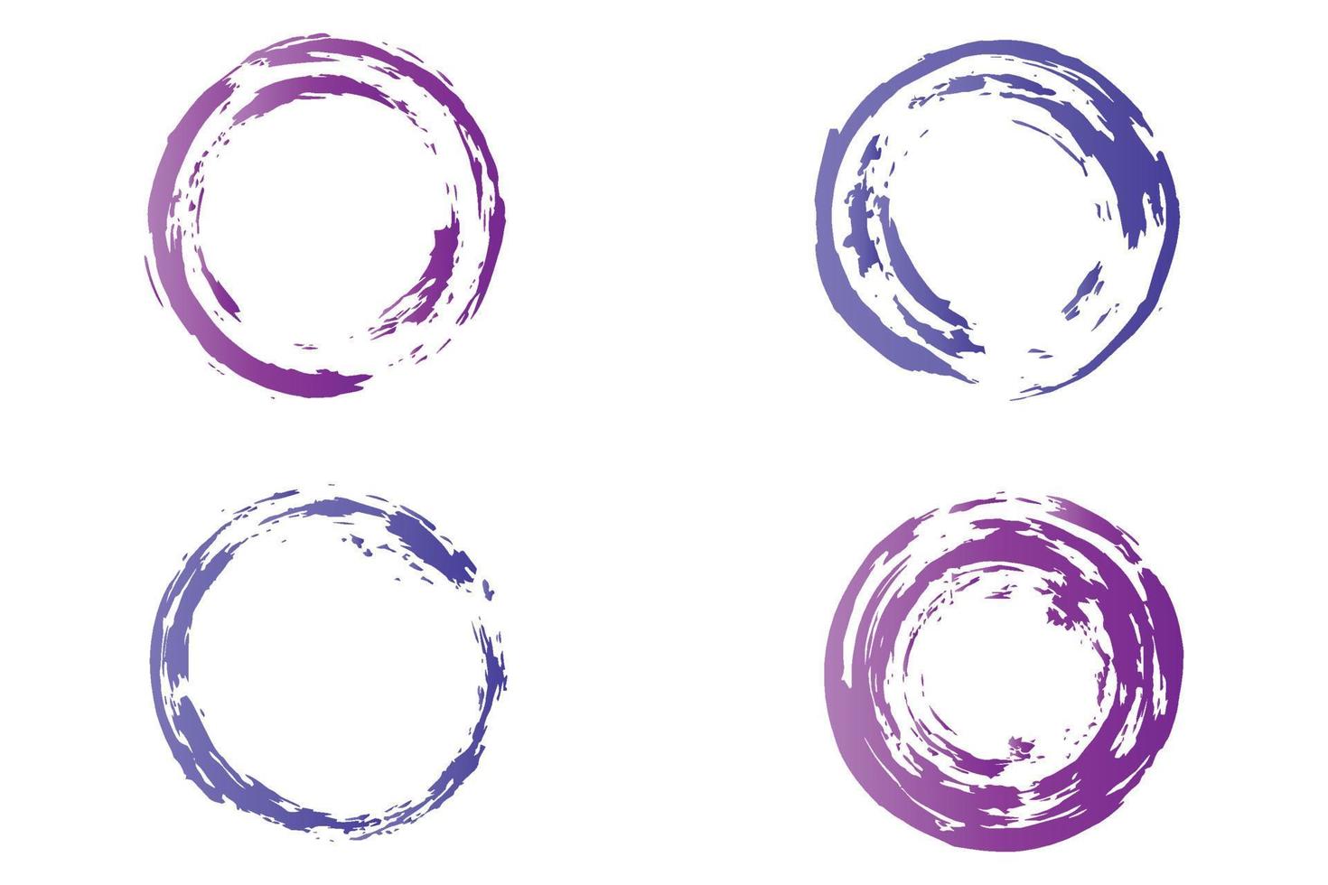 Colorful circle stroke set, round brush stroke, grunge circle strokes vector