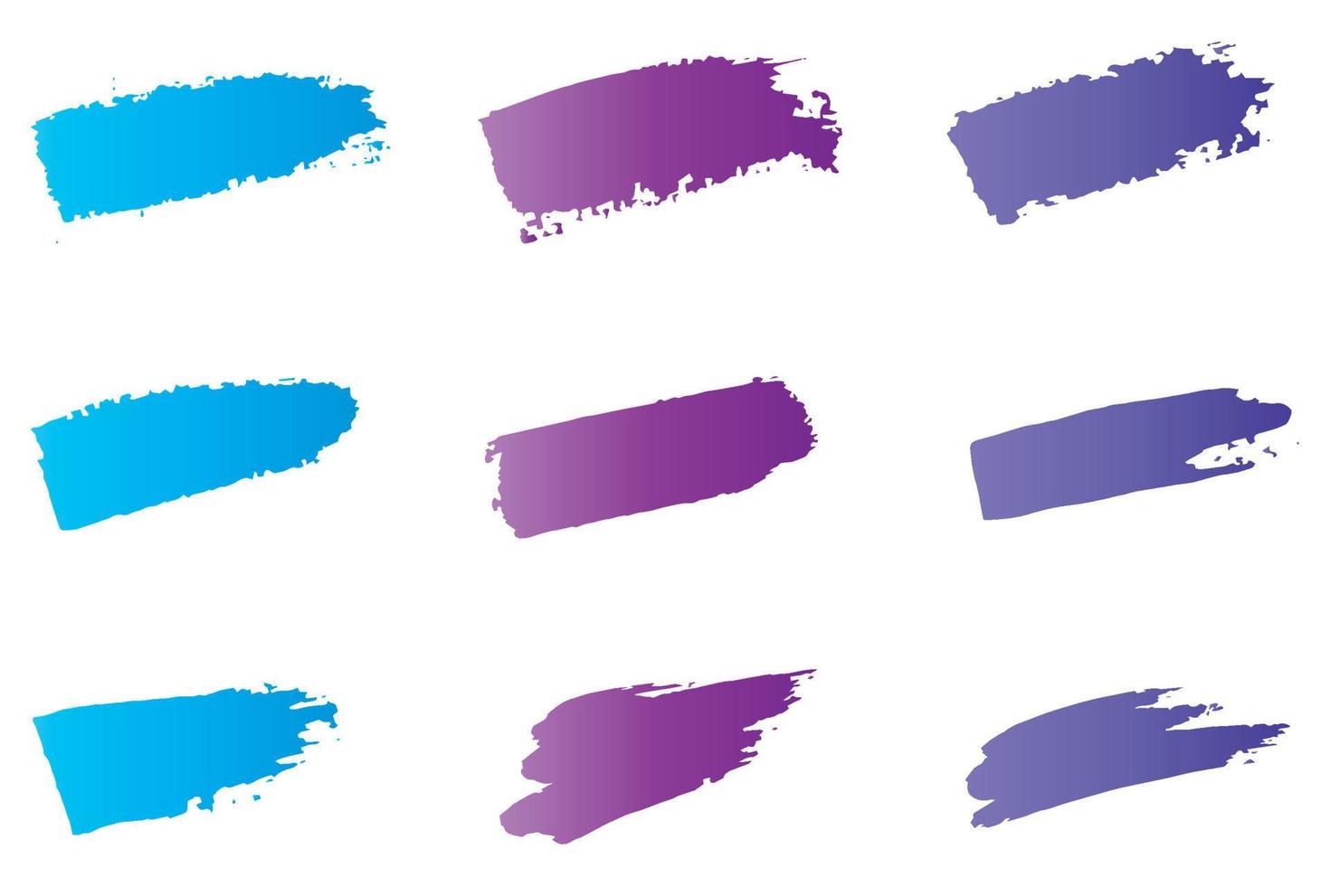 Colorful brush strokes, dirty brush effect, grungy brush stroke set vector