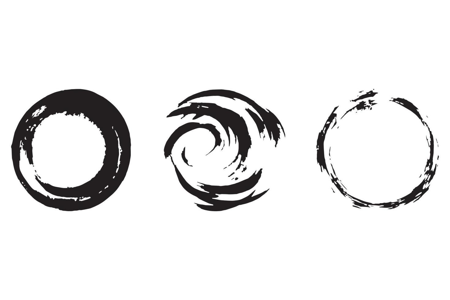Colorful circle stroke set, round brush stroke, grunge circle strokes vector