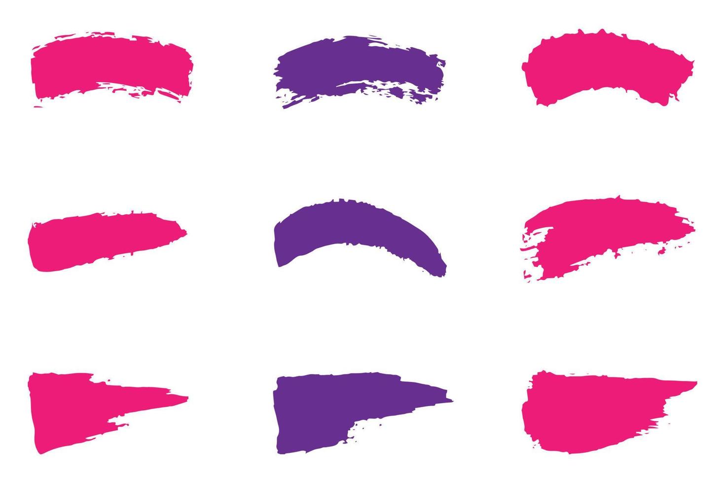 Colorful brush strokes, dirty brush effect, grungy brush stroke set vector