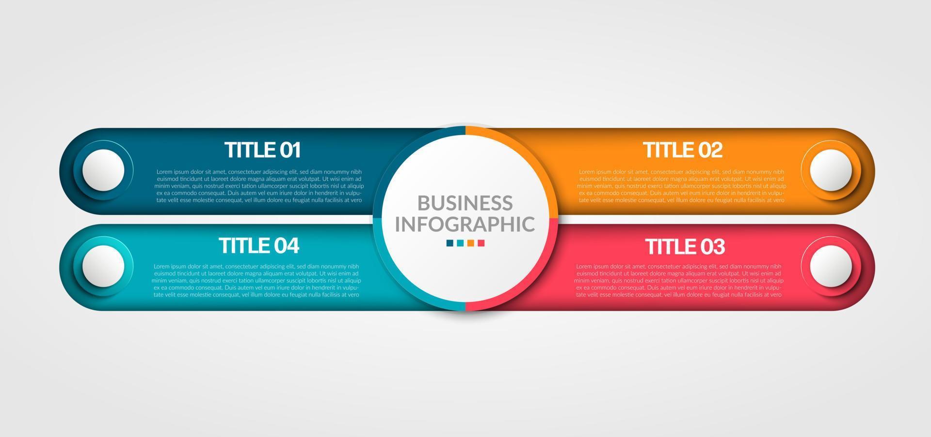 infografía de negocios. plantilla infográfica moderna. diagrama abstracto con 4 pasos, opciones, partes o procesos. plantilla de negocio vectorial para presentación. concepto creativo para infografía vector