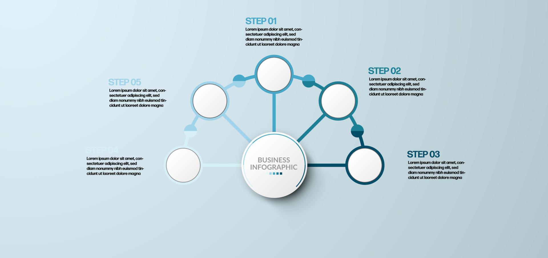 infografía de círculo vectorial. plantilla para diagrama de ciclo, gráfico, presentación y gráfico redondo. signo de concepto de negocio con 5 opciones, partes, pasos o procesos. vector