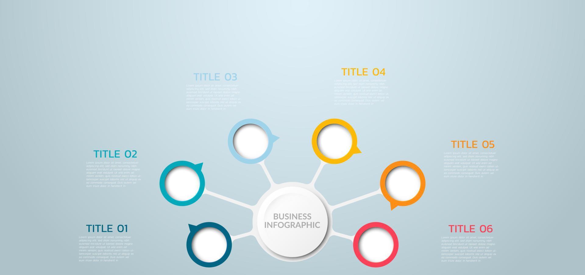 Vector circle infographic, cycle diagram, graph, presentation chart. Business infographics concept with 6 options, parts, and steps. Business Infographic processes. Creative concept for infographic