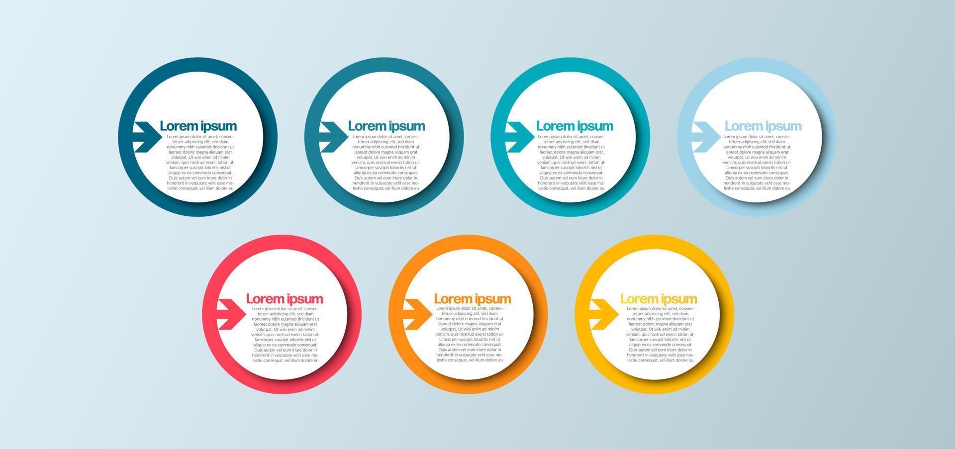 infografía de negocios. plantilla infográfica moderna. diagrama abstracto con 7 pasos, opciones, partes o procesos. plantilla de negocio vectorial para presentación. concepto creativo para infografía vector