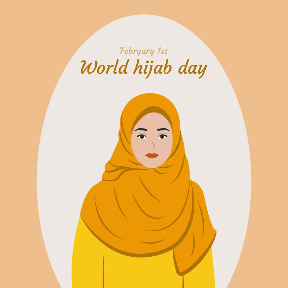 World Hijab Day. Cute girl in hijab. Vector illustration.