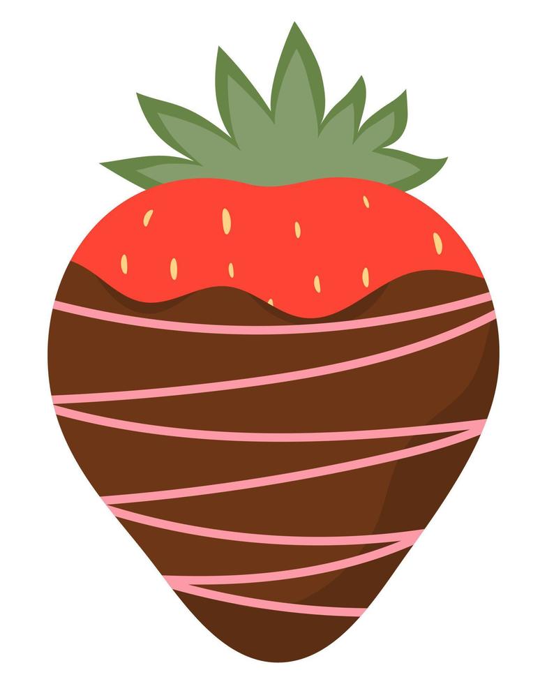 fresas en chocolate negro derretido con glaseado rosa. ilustración vectorial vector