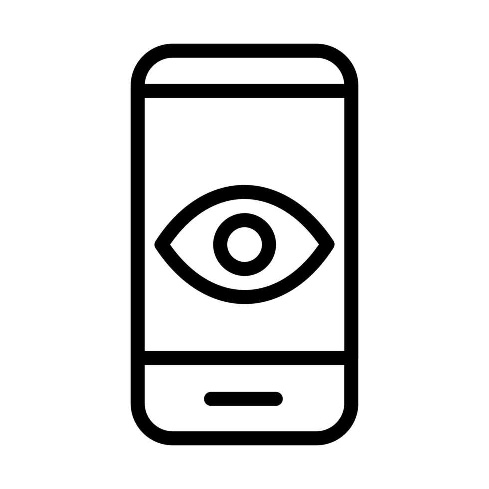 Ocultar línea de icono de teléfono inteligente aislada en fondo blanco. icono negro plano y delgado en el estilo de contorno moderno. símbolo lineal y trazo editable. ilustración de vector de trazo simple y perfecto de píxeles.