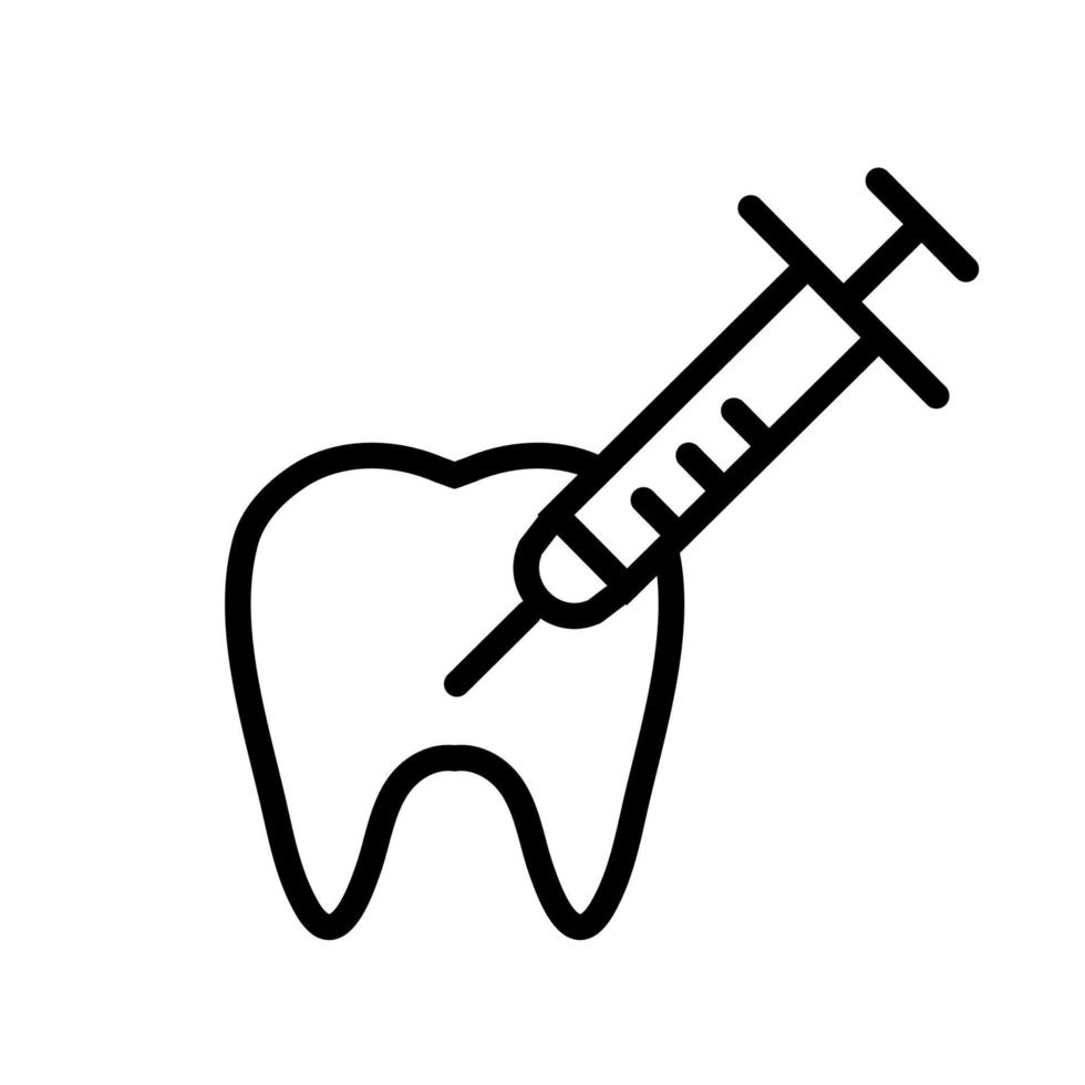 línea de icono de anestesia dental aislada sobre fondo blanco. icono negro plano y delgado en el estilo de contorno moderno. símbolo lineal y trazo editable. ilustración de vector de trazo simple y perfecto de píxeles.