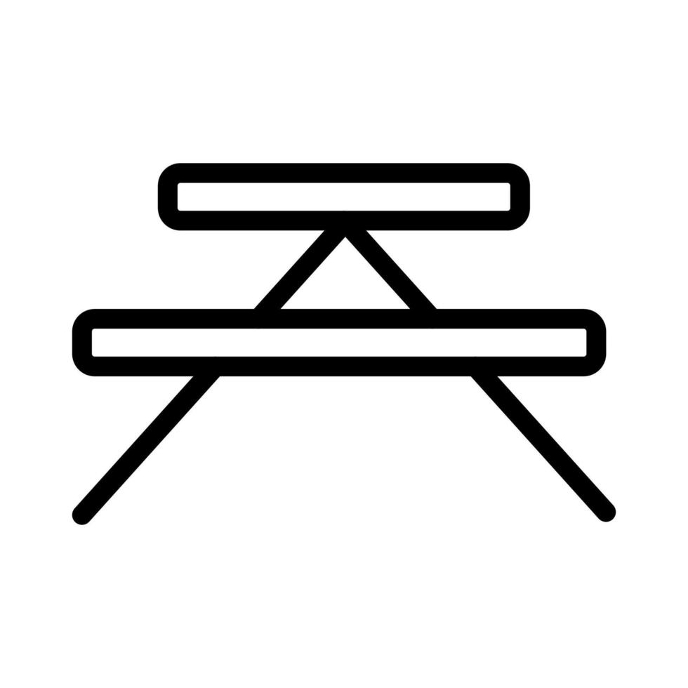 Picnic table line icon isolated on white background. Black flat thin icon on modern outline style. Linear symbol and editable stroke. Simple and pixel perfect stroke vector illustration.