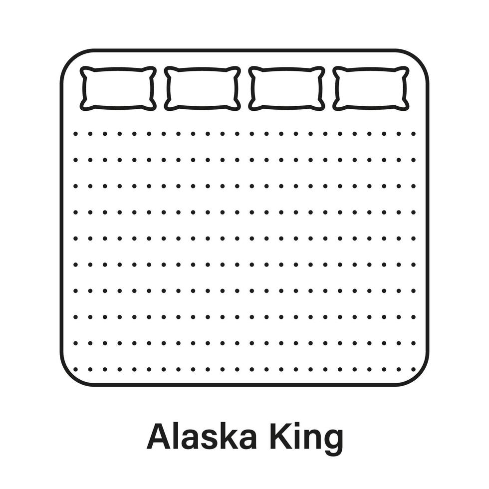 colchón alaska king line icon. pictograma lineal de dimensión de tamaño de cama. medición de la longitud de la cama para el dormitorio en el icono del contorno del hotel o del hogar. tamaño del colchón trazo editable. ilustración vectorial aislada. vector