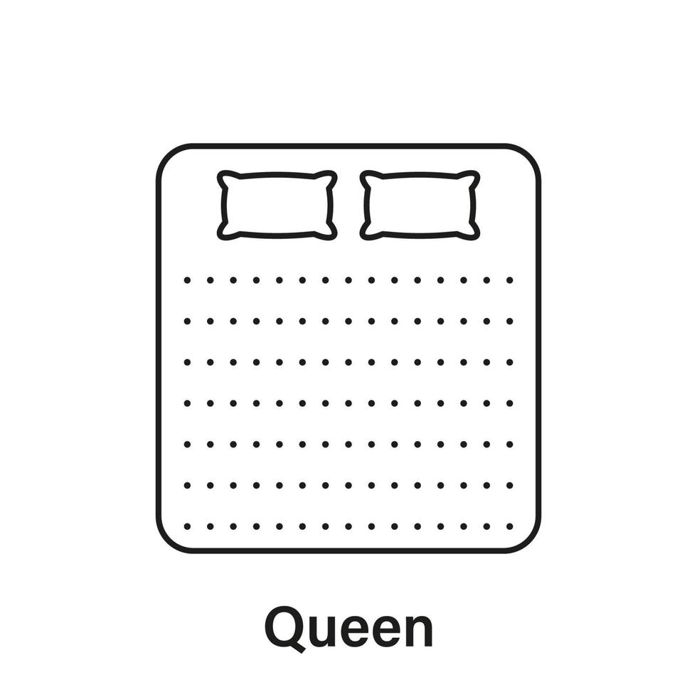 Mattress Queen Size Line Icon. Bed Size Dimension Linear Pictogram. Bed Length Measurement for Bedchamber in Hotel or Home Icon. Mattress Size. Editable Stroke. Isolated Vector Illustration.