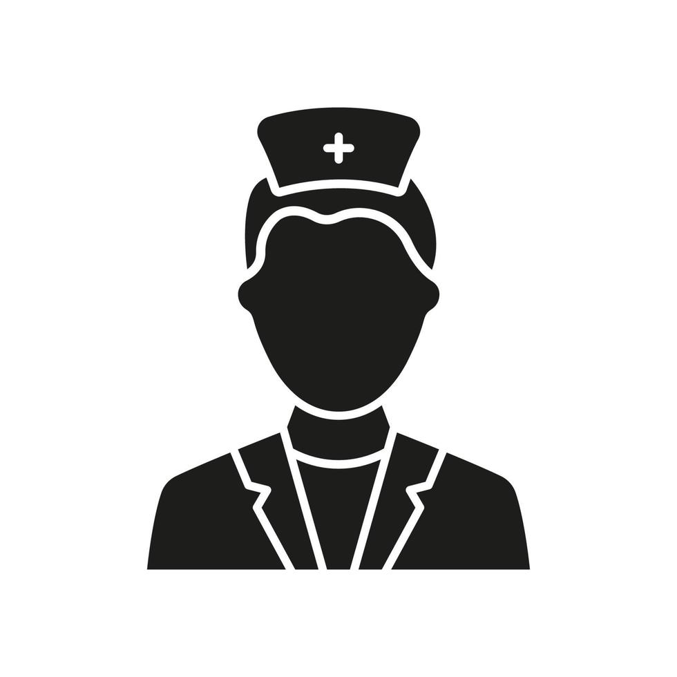 icono de silueta de médico cirujano hombre. especialista en cirugía plástica en pictograma negro de glifo de máscara médica. personal de cirujano profesional en el icono del hospital. ilustración vectorial aislada. vector