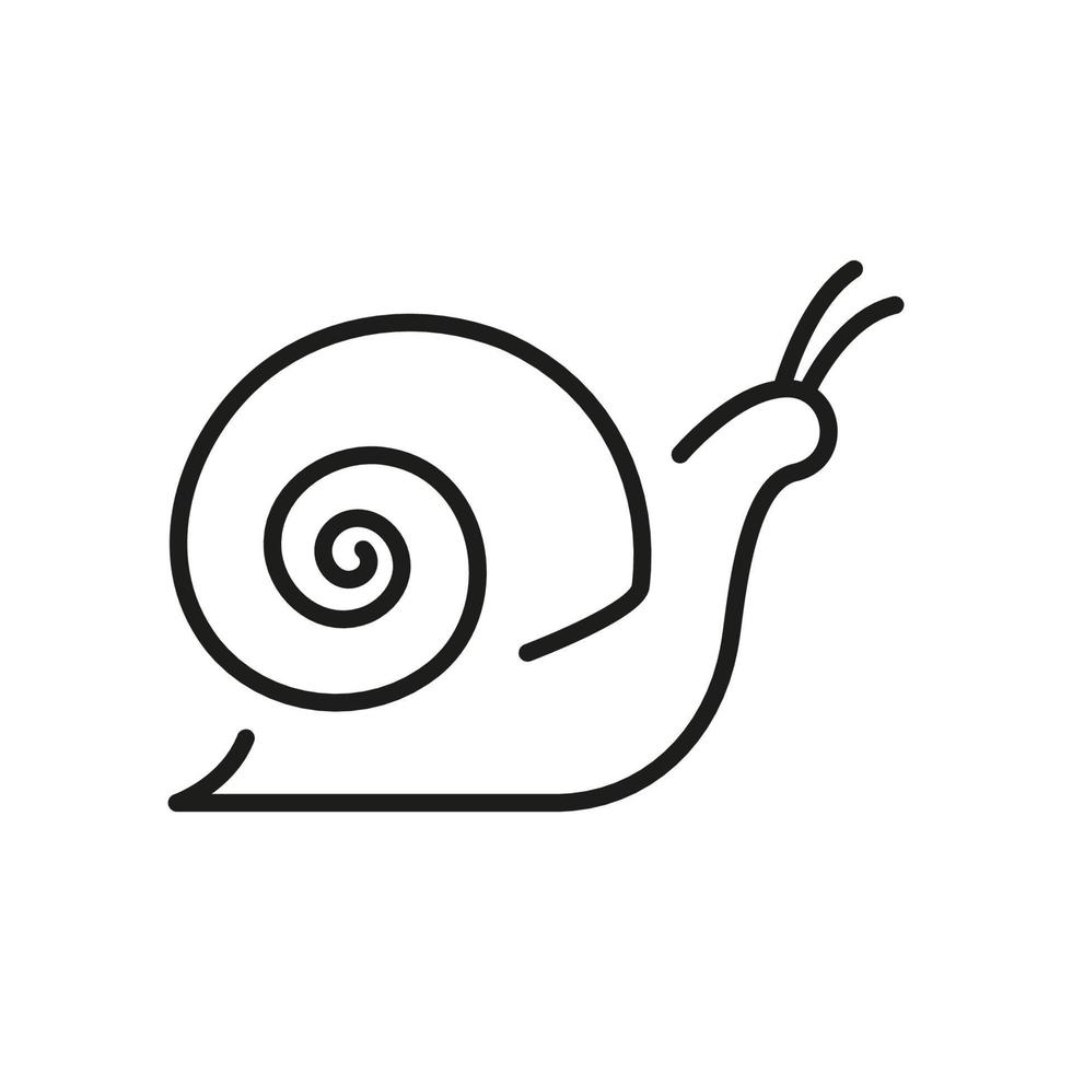 icono de línea de caracol. babosa en pictograma lineal de rastreo de concha. icono lento de hélice. lindos caracoles en movimiento. molusco espiral comestible viscoso. símbolo de la vida silvestre. trazo editable. ilustración vectorial aislada. vector