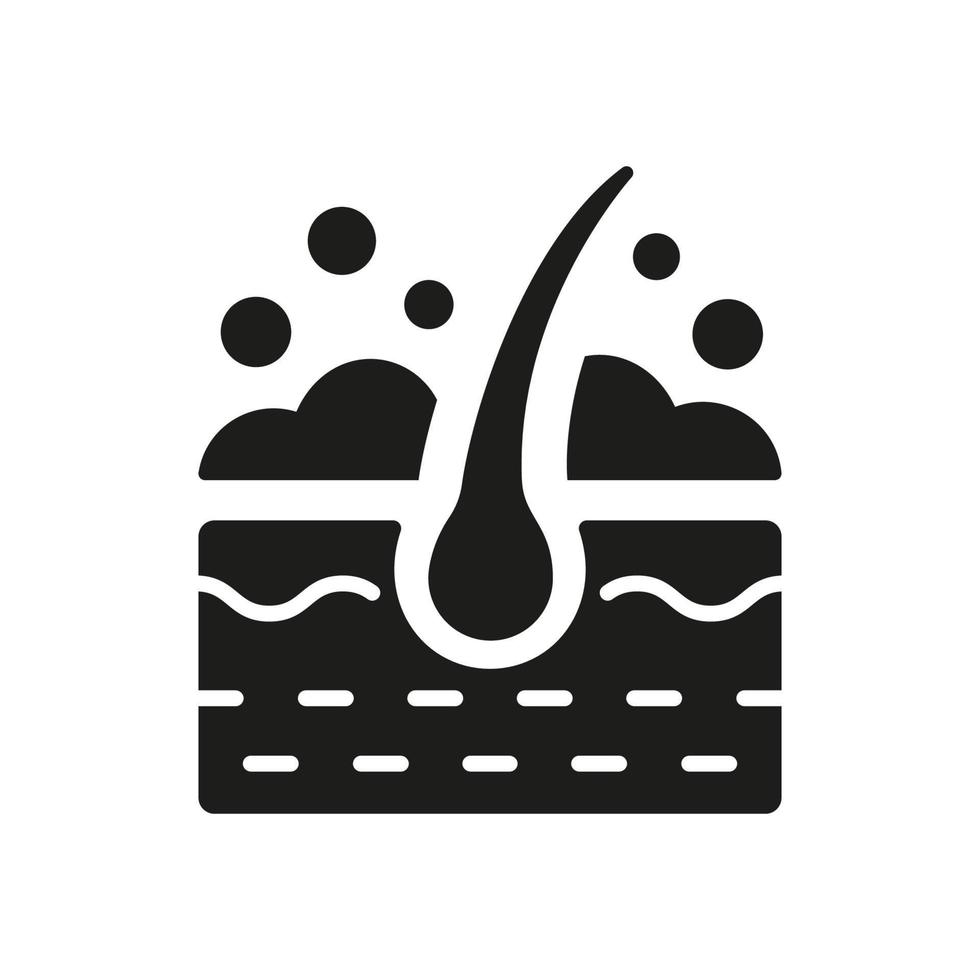 Hair Wash Silhouette Icon. Follicle Washing with Shampoo and Foam Black Glyph Pictogram. Treatment of Hygiene Hair Icon. Isolated Vector Illustration.
