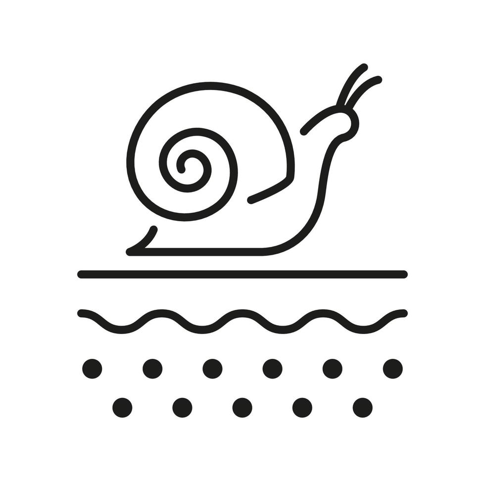 cosmético con caracol para icono de línea de piel. producto de colágeno natural para el pictograma de tratamiento de la piel. ingrediente orgánico helix para el símbolo de cuidado facial. trazo editable. ilustración vectorial aislada. vector