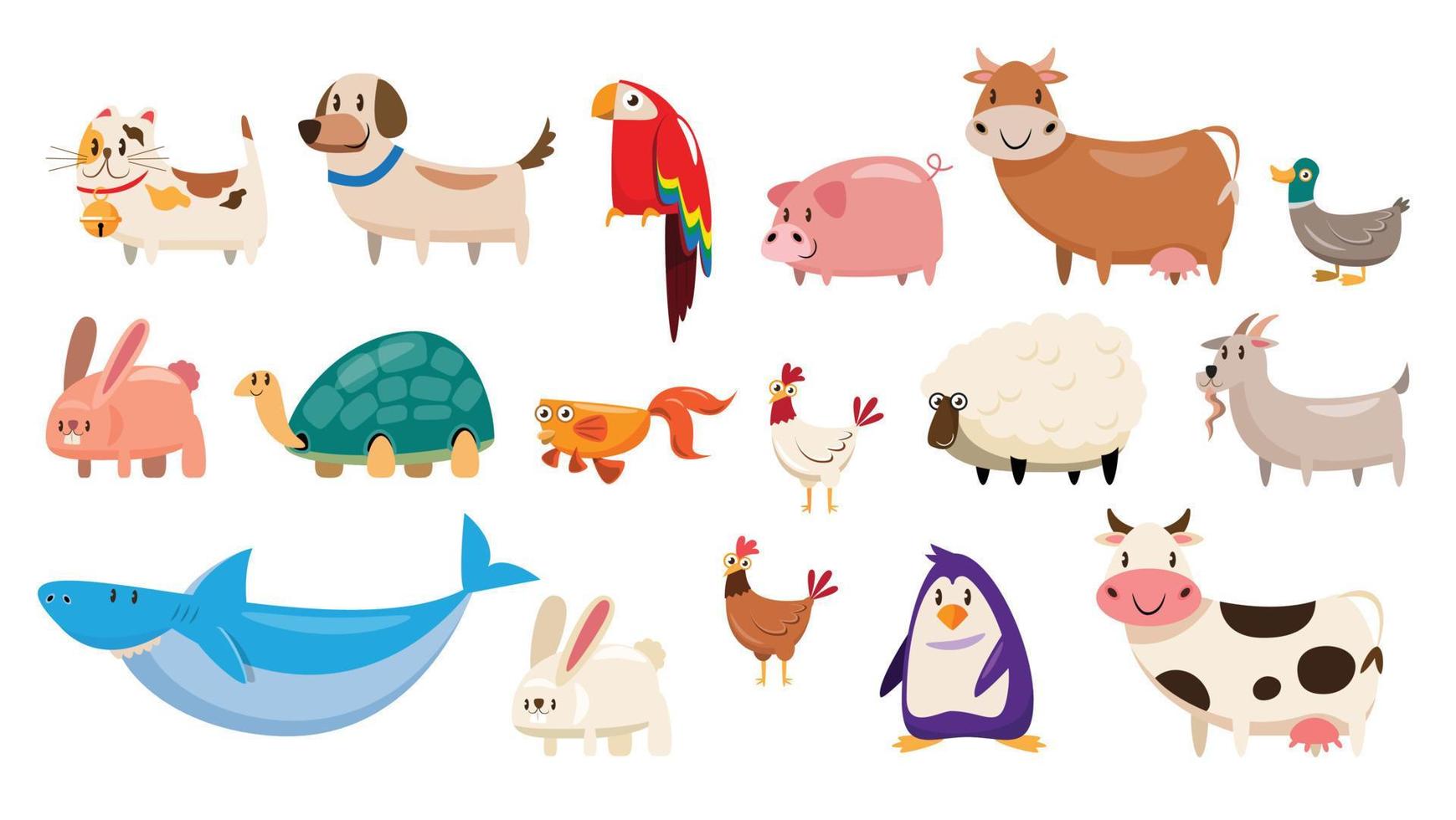 set of animals wildlife character vector illustration