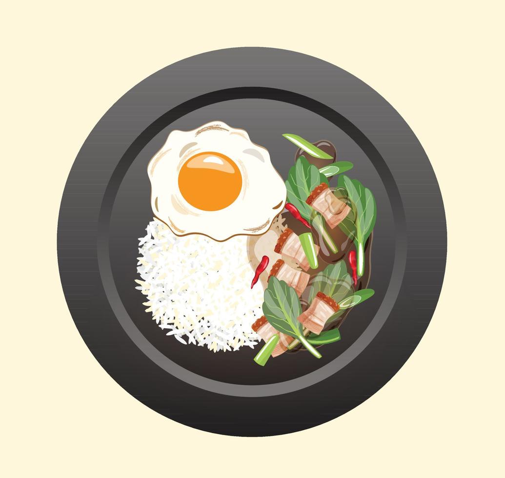 Thai food rice on plate vector