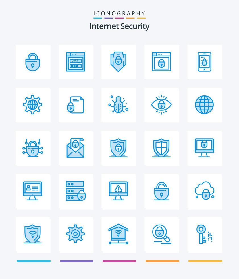 paquete de iconos azules creative internet security 25 como documento. Internet. . globo. seguridad vector