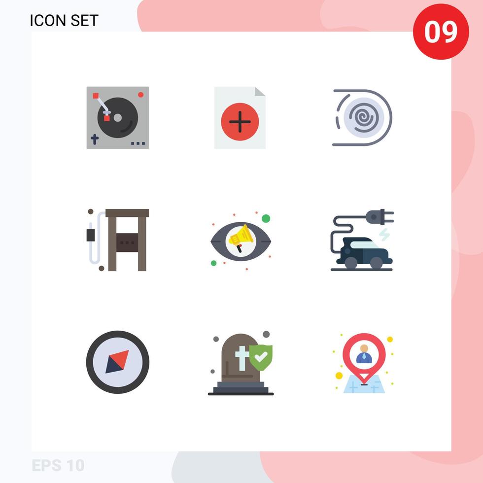 Set of 9 Modern UI Icons Symbols Signs for eye oil circulation gas station gas Editable Vector Design Elements