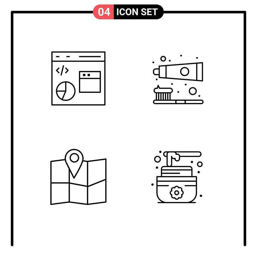4 Universal Filledline Flat Colors Set for Web and Mobile Applications coding location development tooth pin Editable Vector Design Elements