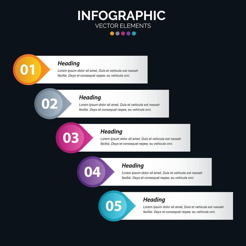 Diagrama de infografía de 5 opciones Informe anual Diseño web Concepto de negocio Pasos o procesos vector