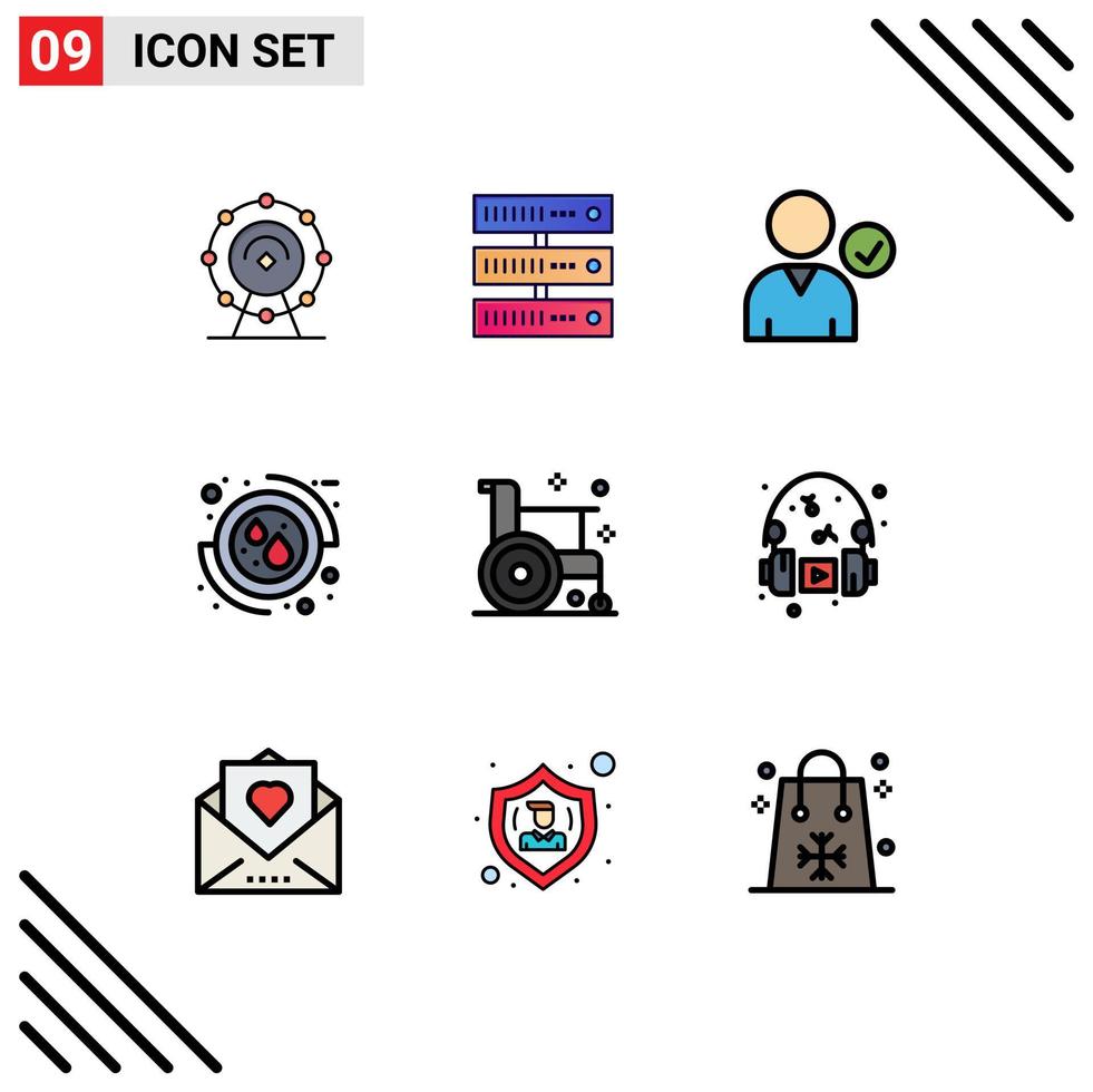 Modern Set of 9 Filledline Flat Colors and symbols such as form disease check care health Editable Vector Design Elements