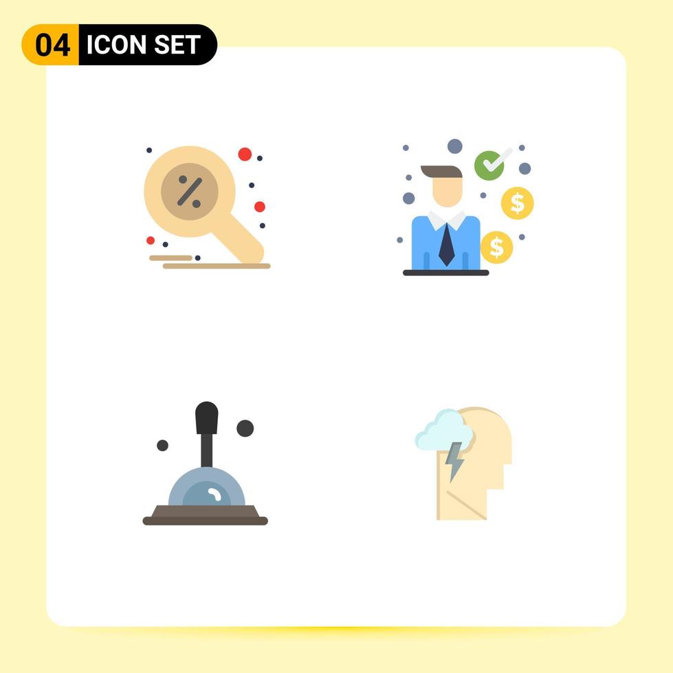 paquete de iconos de vector de stock de 4 signos y símbolos de línea para elementos de diseño de vector editables de energía de inversor de búsqueda de lupa de descuento