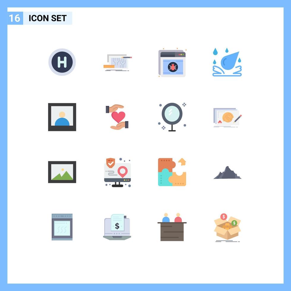 Pictogram Set of 16 Simple Flat Colors of photo element antivirus spa web Editable Pack of Creative Vector Design Elements