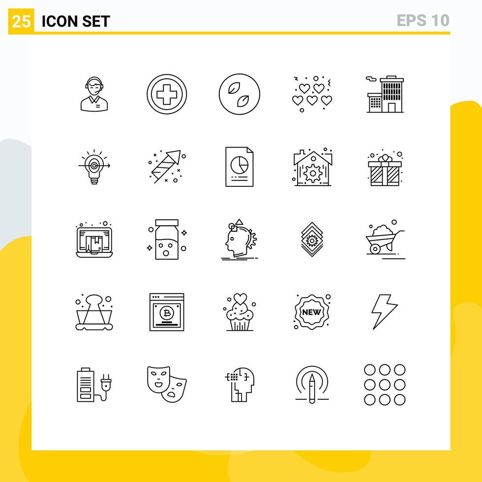 Universal Icon Symbols Group of 25 Modern Lines of valentines hearts medical nature leaf Editable Vector Design Elements