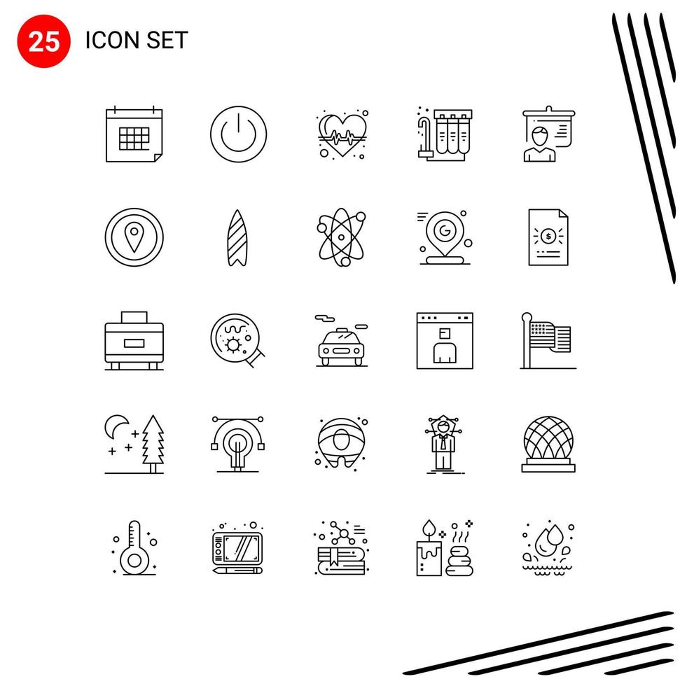 Group of 25 Modern Lines Set for water filtration environment filter pulse Editable Vector Design Elements