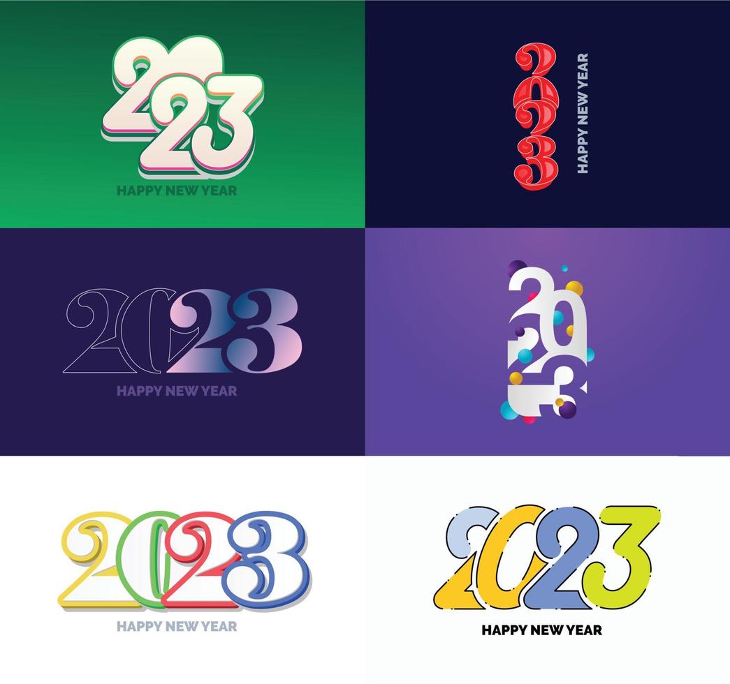 Big Set of 2023 Happy New Year logo text design 2023 number design template vector