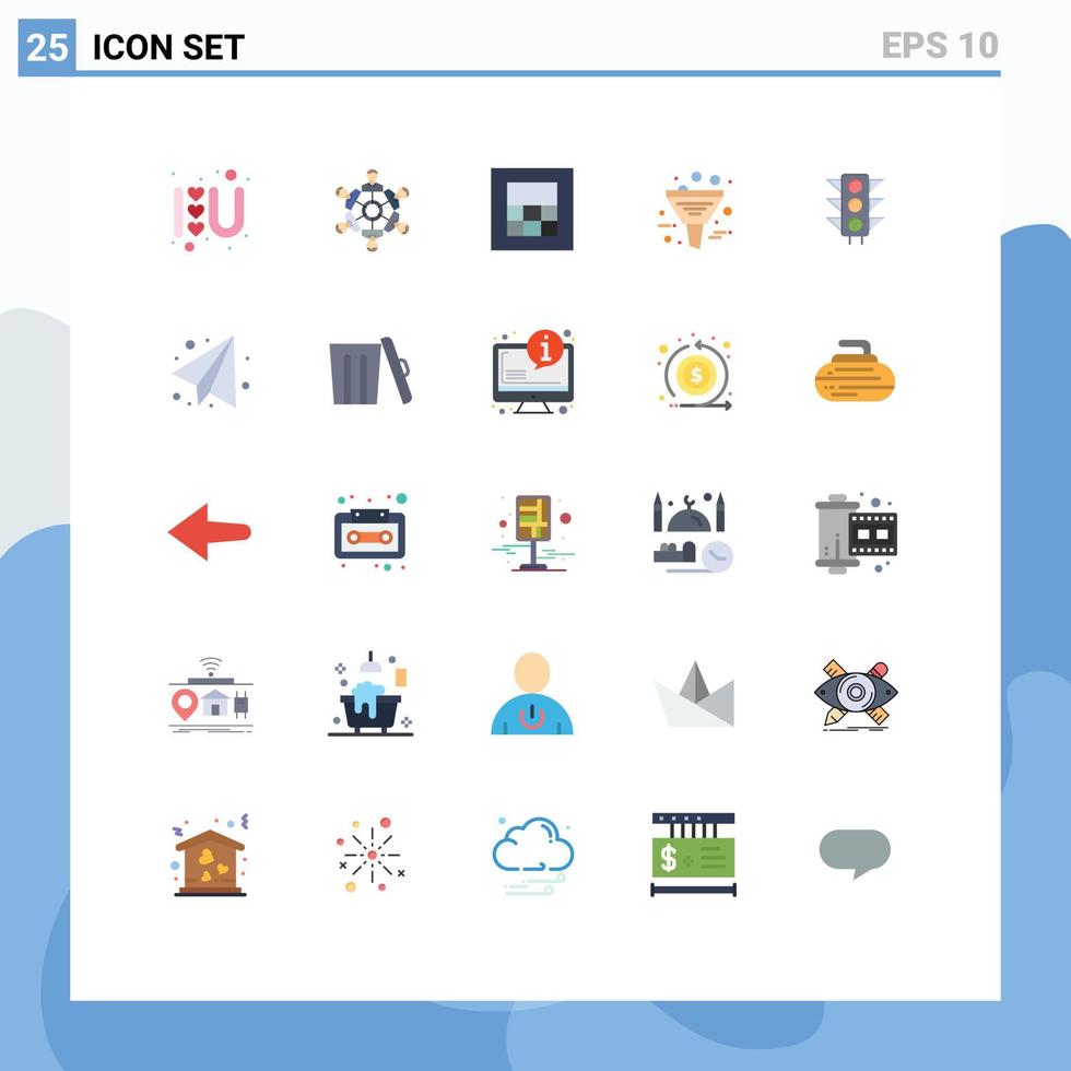 conjunto de pictogramas de 25 colores planos simples de productos de señalización que reproducen datos de gestión elementos de diseño vectorial editables vector