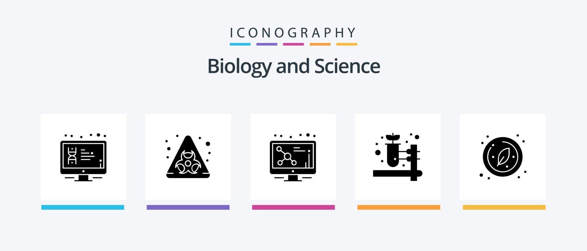 paquete de iconos de glifo 5 de biología que incluye investigación. biología. átomo. homeopatía. farmacia a base de hierbas. diseño de iconos creativos vector