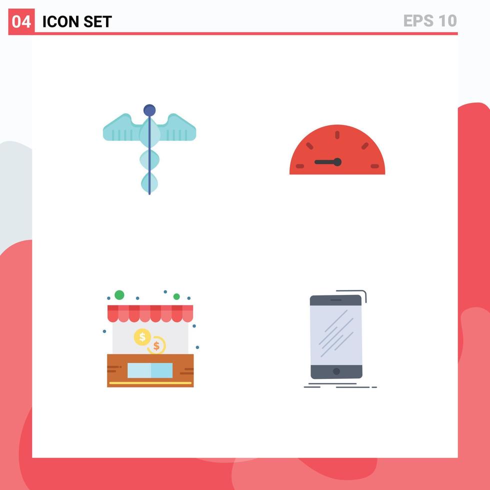 Group of 4 Flat Icons Signs and Symbols for medical ecommerce health gauge money Editable Vector Design Elements
