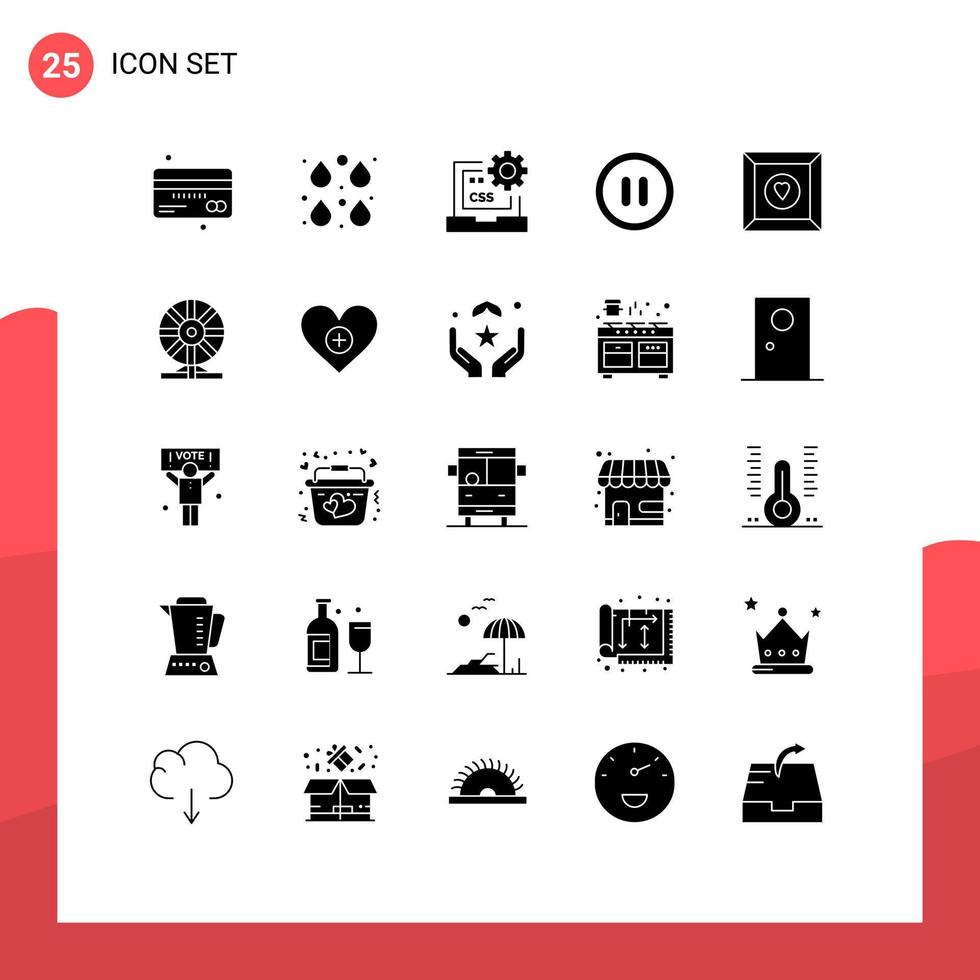 25 Thematic Vector Solid Glyphs and Editable Symbols of user interface edit development css Editable Vector Design Elements