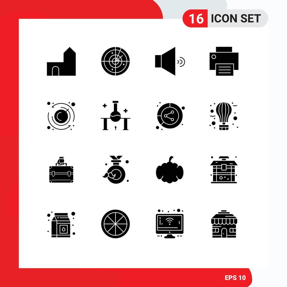 16 Universal Solid Glyphs Set for Web and Mobile Applications stopwatch hardware technology gadget computers Editable Vector Design Elements