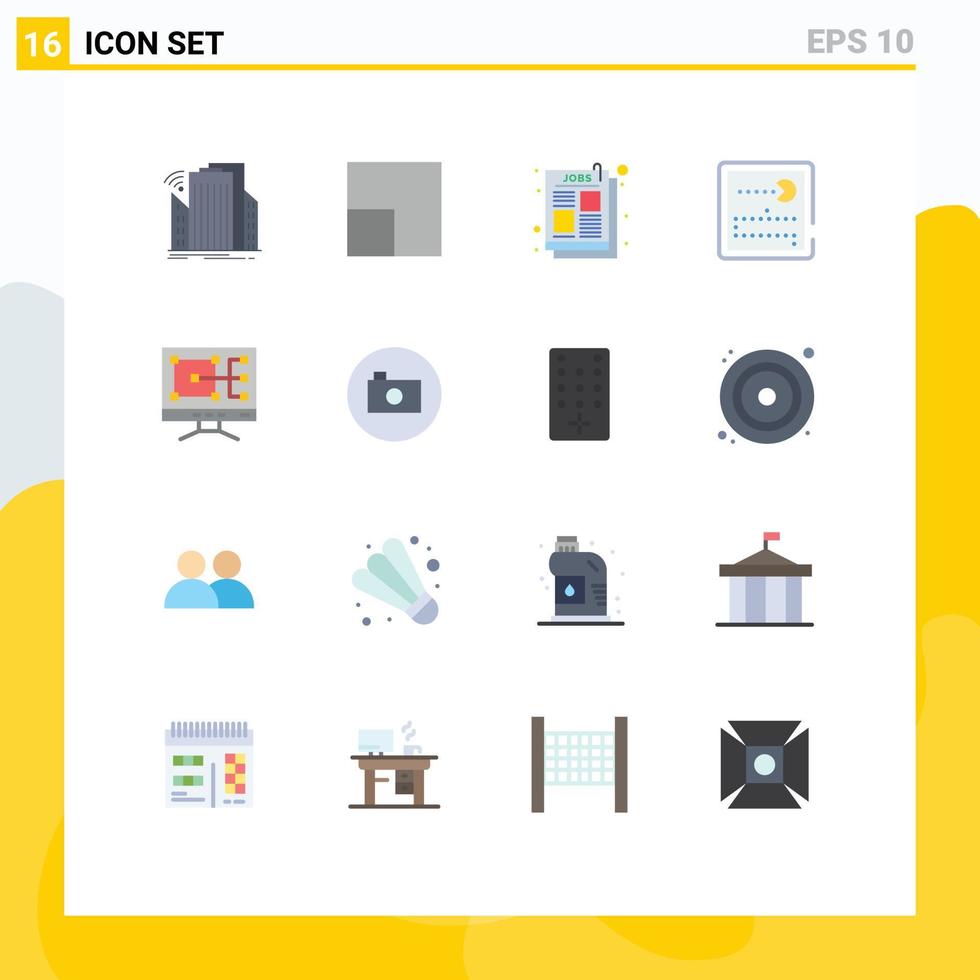 Flat Color Pack of 16 Universal Symbols of repair computer article play games Editable Pack of Creative Vector Design Elements
