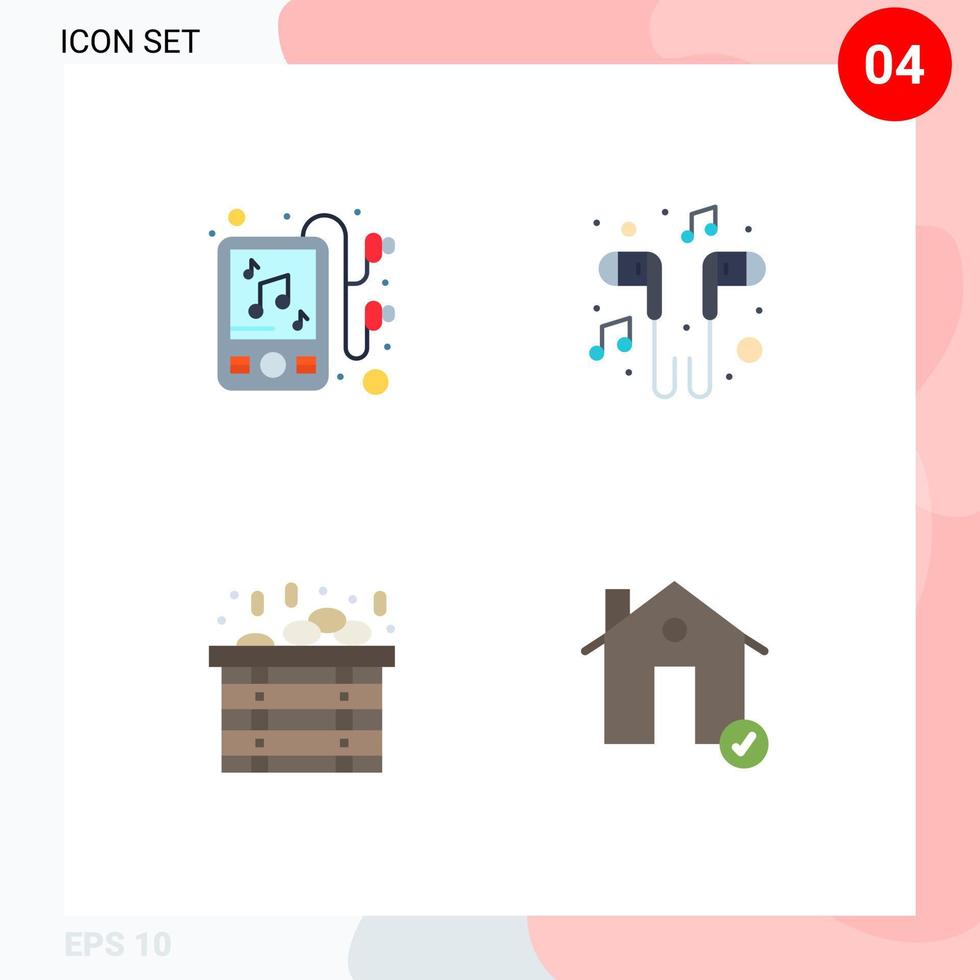 Pack of 4 creative Flat Icons of device sauna hand free smartphone buildings Editable Vector Design Elements