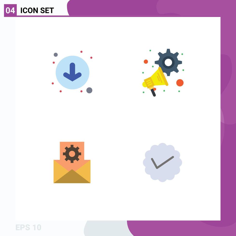 Group of 4 Flat Icons Signs and Symbols for arrows data management advertising settings chat Editable Vector Design Elements