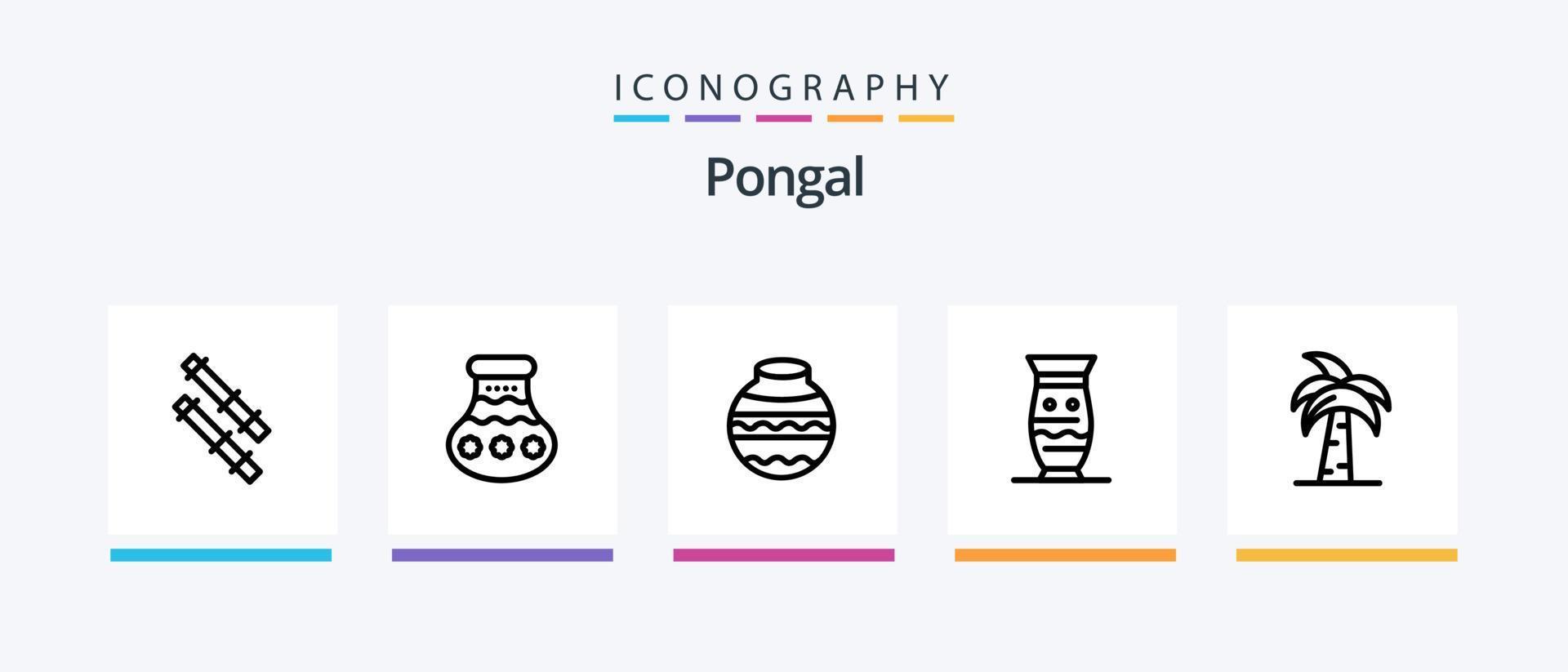 Pongal Line 5 Icon Pack Including decorate. ligh. growth. lamp. diwali. Creative Icons Design vector