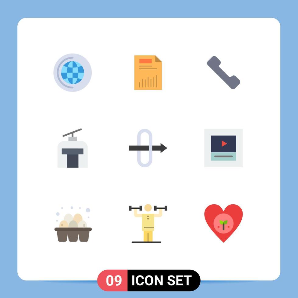 Mobile Interface Flat Color Set of 9 Pictograms of gateway traveling paper holiday mobile Editable Vector Design Elements